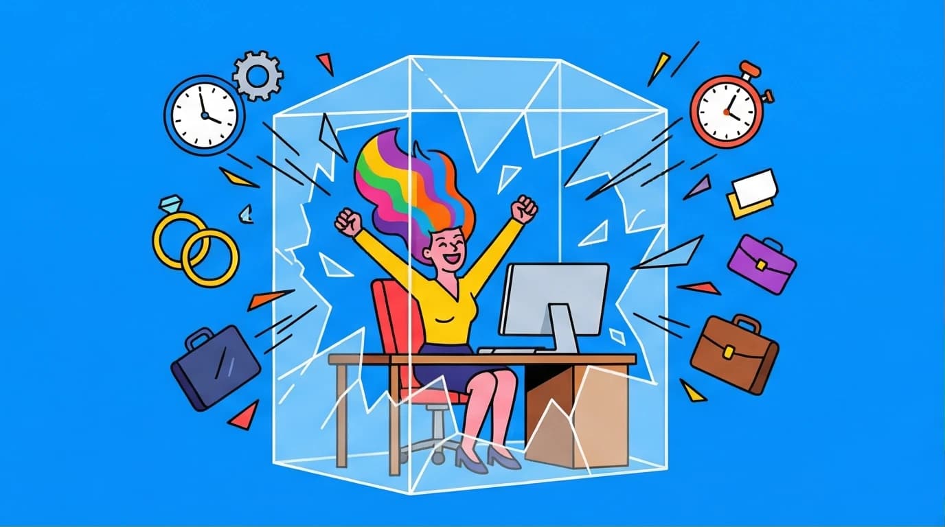 An illustration of a woman breaking free from a cage, symbolizing the core message of Glennon Doyle's Untamed, for a balanced book review.