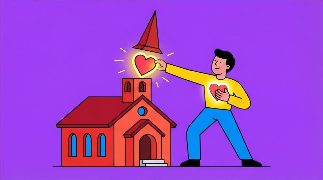 A person internalizing divine authority from a church, illustrating the theological shift discussed in a Christian review of Untamed by Glennon Doyle.