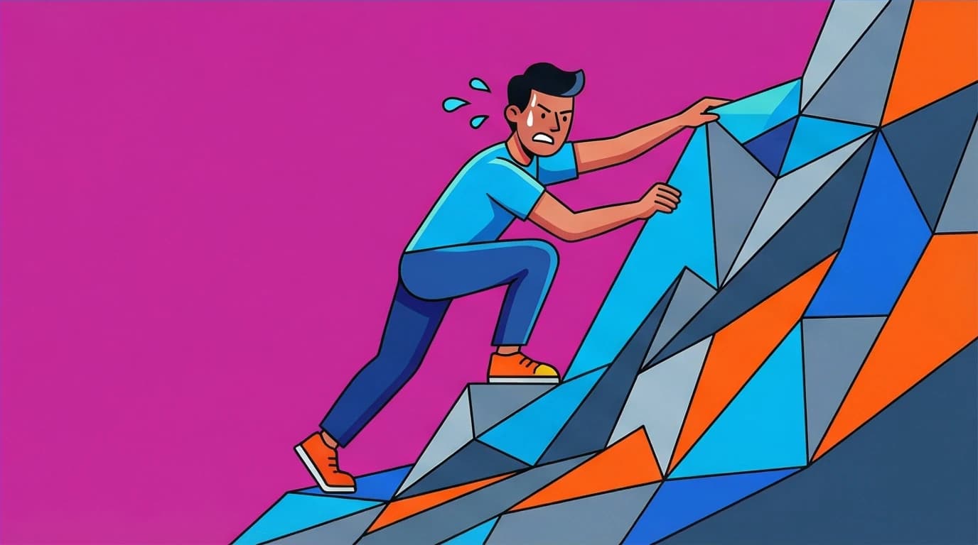 A person struggles determinedly up a mountain, visualizing the true meaning of Glennon Doyle's 'we can do hard things' quote from the book Untamed as a symbol of resilience.