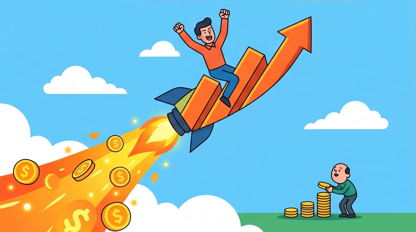 Illustration of the explosive growth phase in the Wealth Ladder, where investment returns powerfully outpace savings.