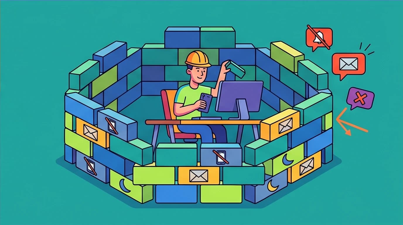 A person building a wall to block distractions, creating the perfect environment to improve concentration and enter the Flow State.