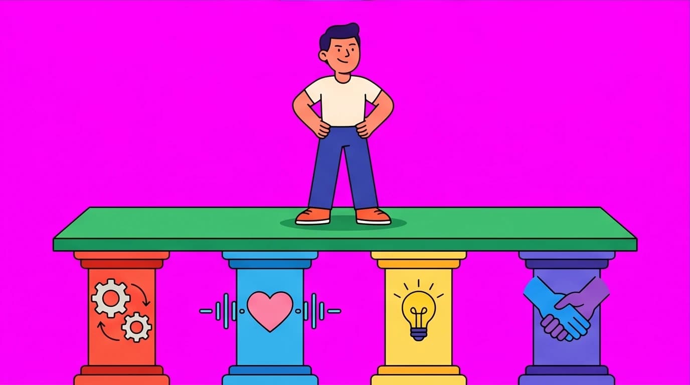 An infographic showing the four key dimensions of psychological resilience: cognitive flexibility, emotional regulation, self-efficacy, and social support.