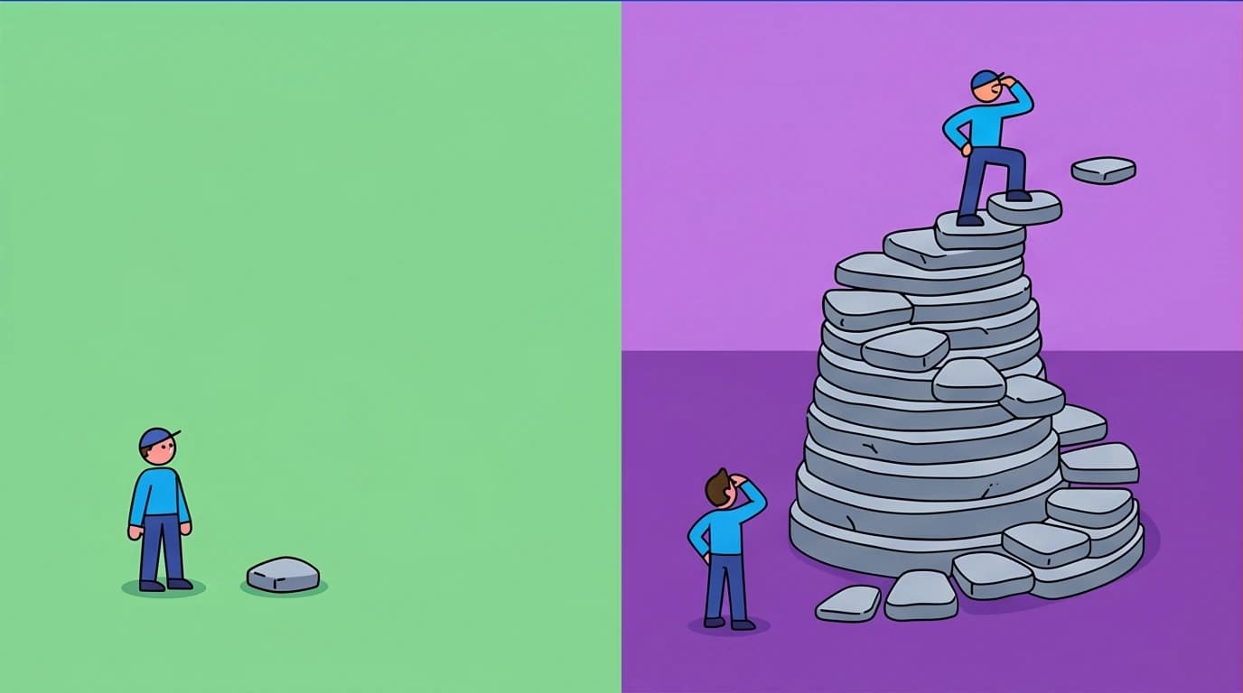 A visual representation of the Matthew Effect, showing how small outliers' hidden advantages compound into massive success over time.