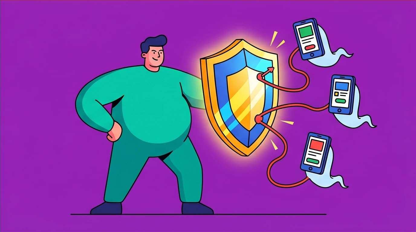 A person setting digital boundaries, shielding themselves from 'energy vampires' to prevent mental exhaustion and maintain a healthy energy level.