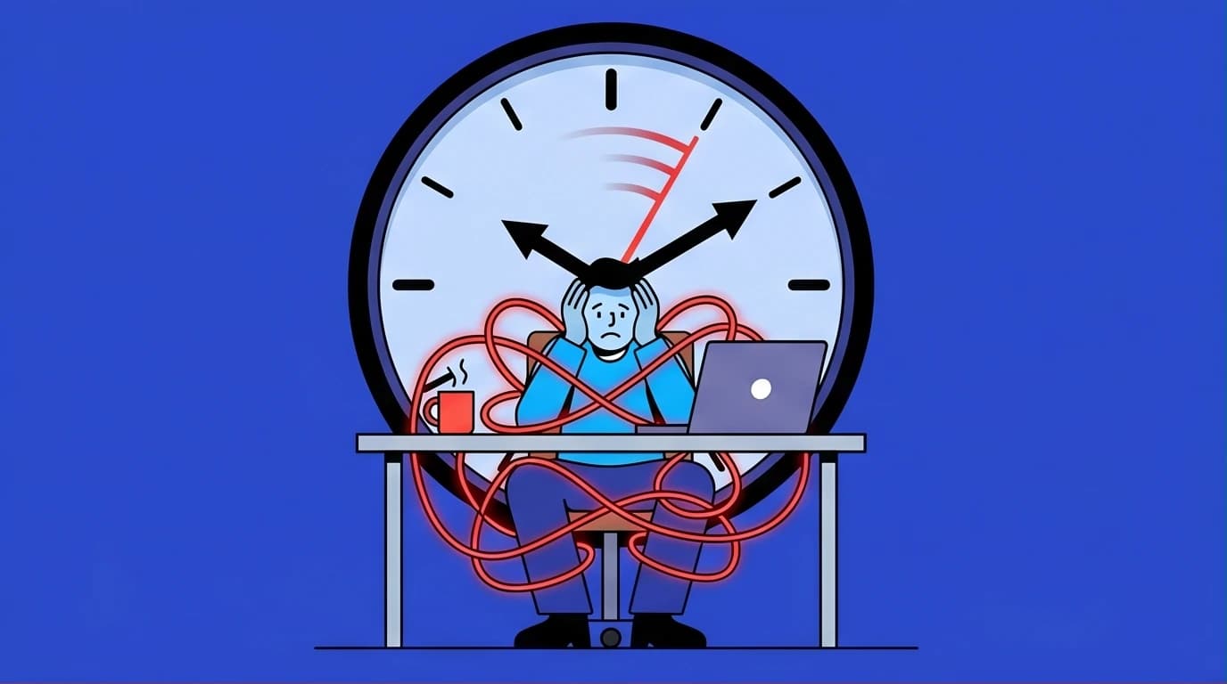 An illustration of a person overwhelmed by negative emotions, symbolizing the psychological roots of why people procrastinate.