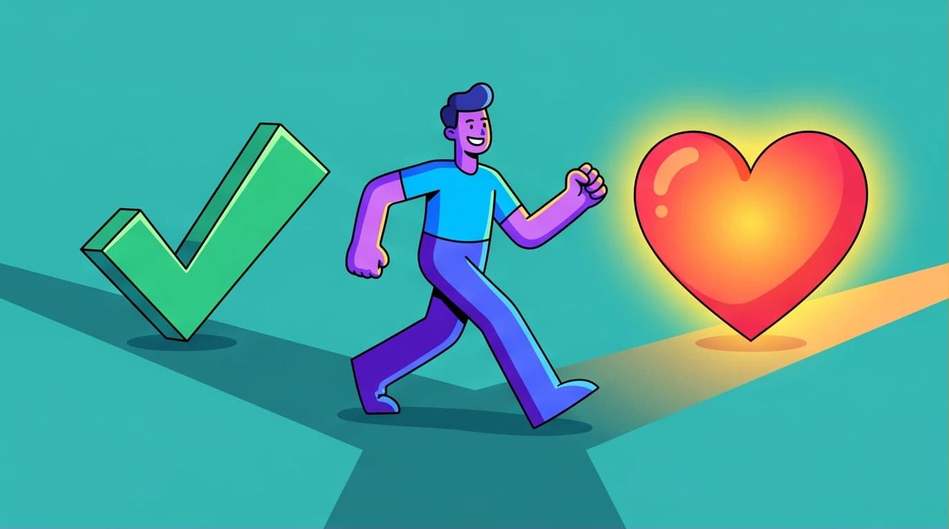 Illustration of a character choosing a path to a giant heart, symbolizing the 'choose kind' theme from the inspiring Wonder Boy quotes.