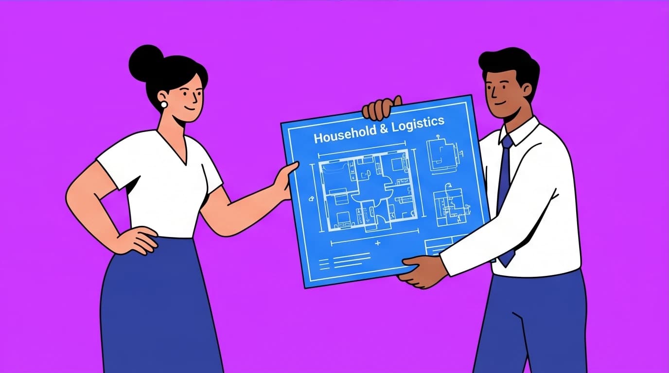 Showcasing high-impact delegation, a working mom leader entrusts full ownership of household management to her partner to improve efficiency.
