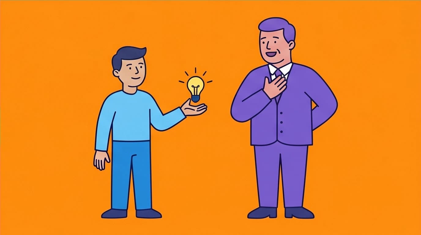 An employee providing valuable insights to a manager, a key skill for talking to superiors and building professional rapport.
