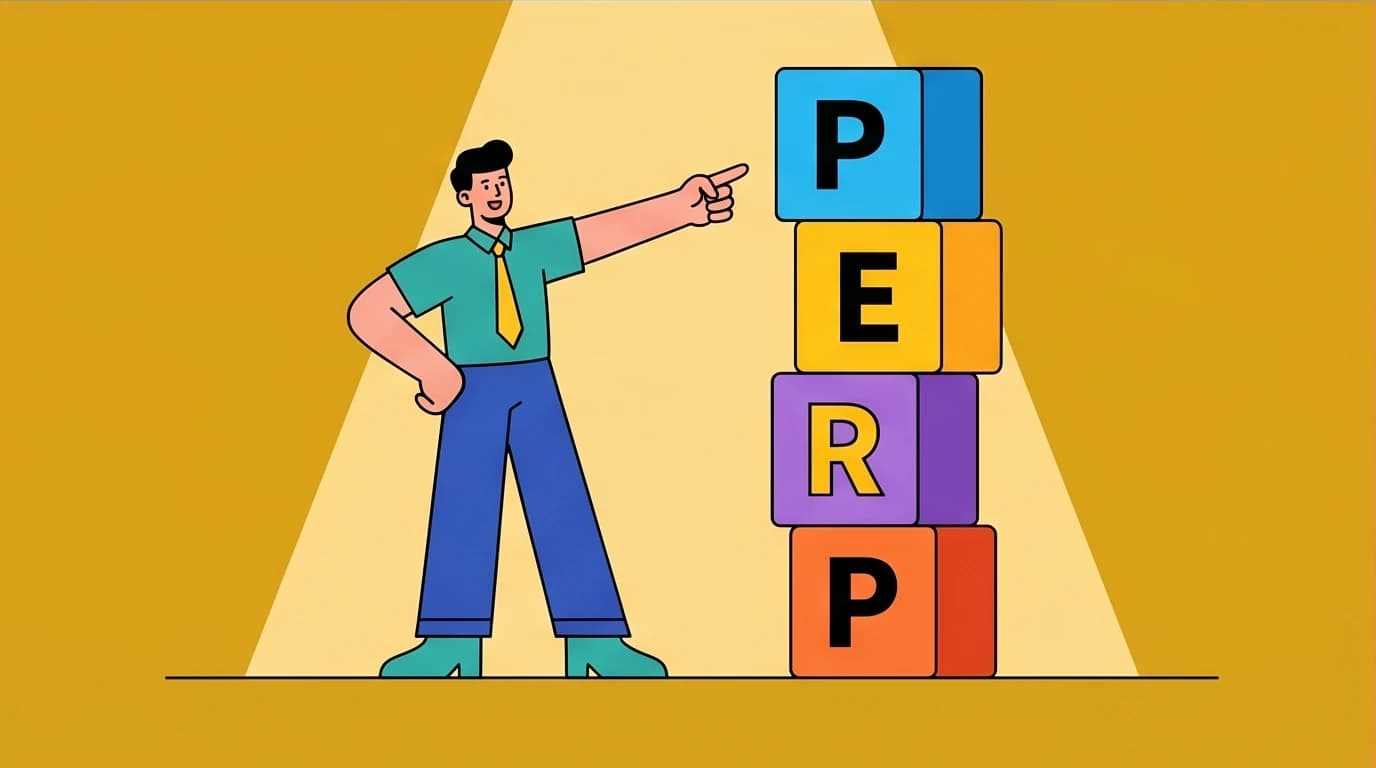 The PREP communication framework visualized as building blocks, a tool for introverts to overcome fear of public speaking by structuring their reports with clarity and logic.