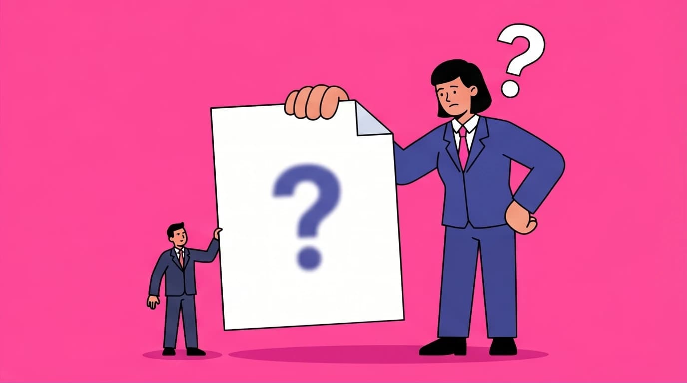 An illustration showing a common mistake in writing performance reviews: presenting vague goals that lead to miscommunication with a manager.