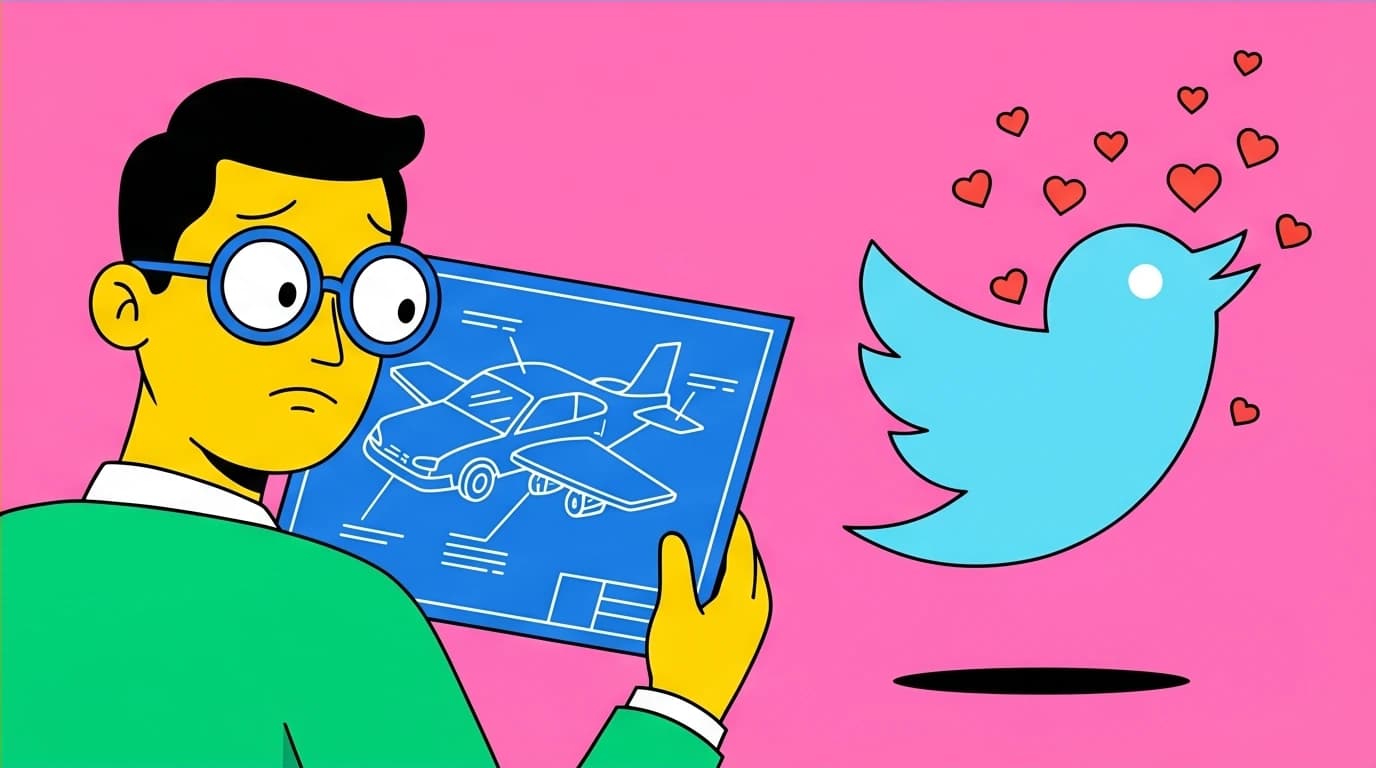 An illustration contrasting a complex flying car blueprint with a simple app icon, representing Peter Thiel's Zero to One quote on true innovation.
