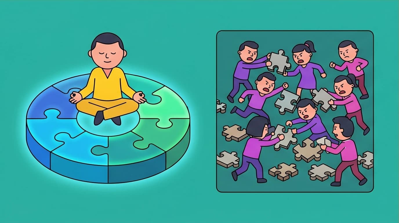An image depicting the Zero to One idea that building a monopoly is superior to getting trapped in a fierce, competitive market.